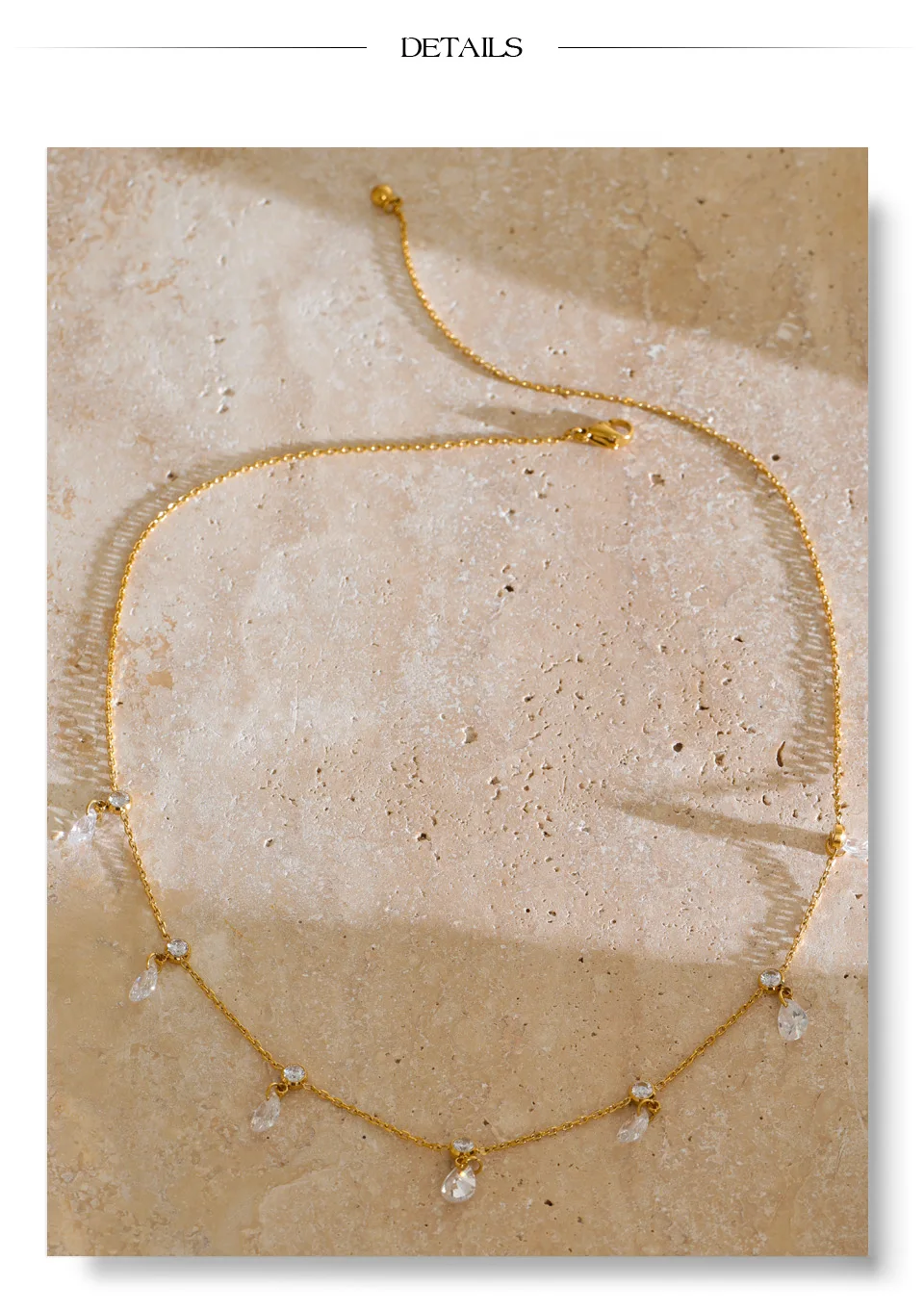 Yhpup Edelstahl-Kettenhalskette mit Tropfenförmigem CZ Zirkonia-Anhänger, Eleganter Luxusschmuck, Gala-Geschenk – Detail 7