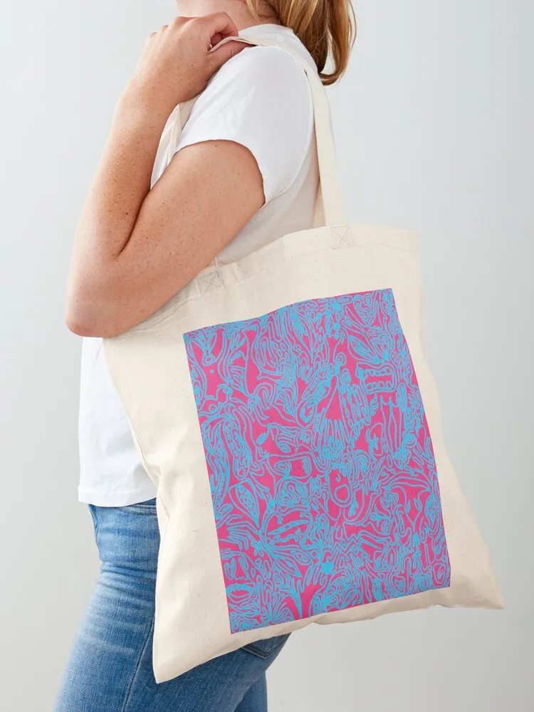 

The Garden of Delights (blue on pink) Tote Bag the tote bag reusable shopping bags eco bag folding Big