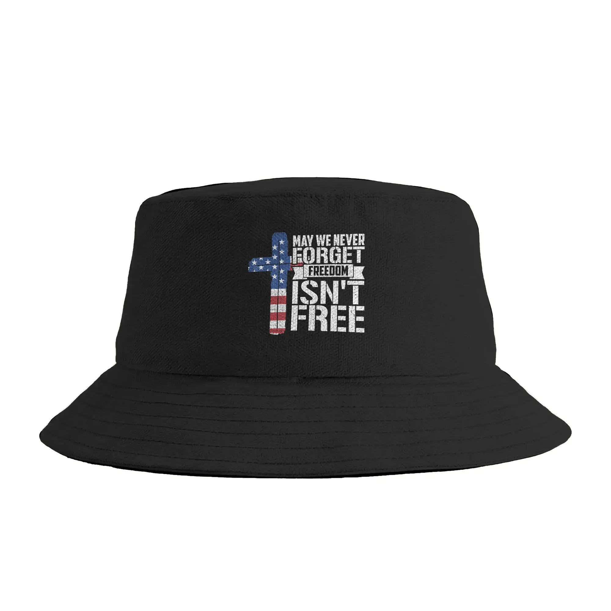 Unisex May We Never Forget Freedom Isn‘t Free Bucket Hat  Personality Fisherman Hats Spring Casual Fishing Caps Street Style Hat