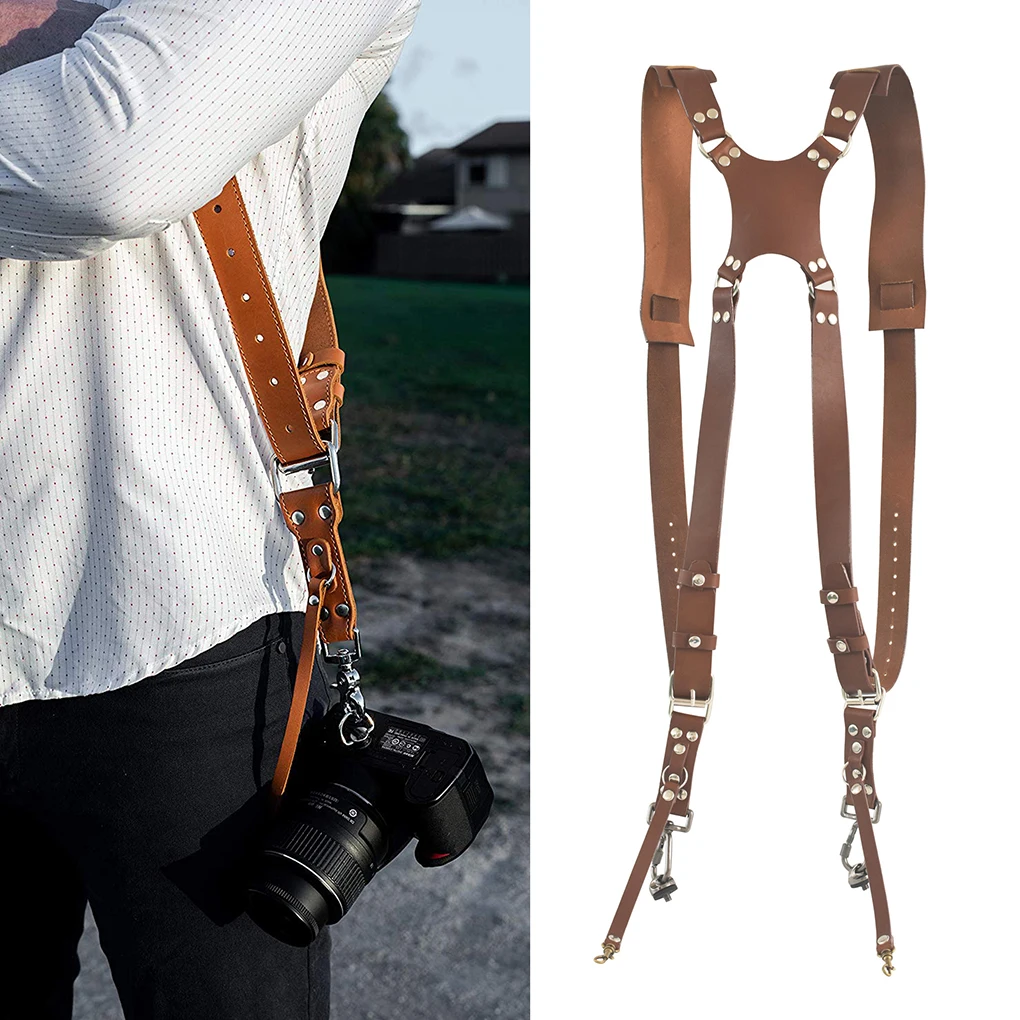 2023 New Camera Strap Leather DSLR Strap Double Shoulder Strap Photography Accessories Camera Harness Strap