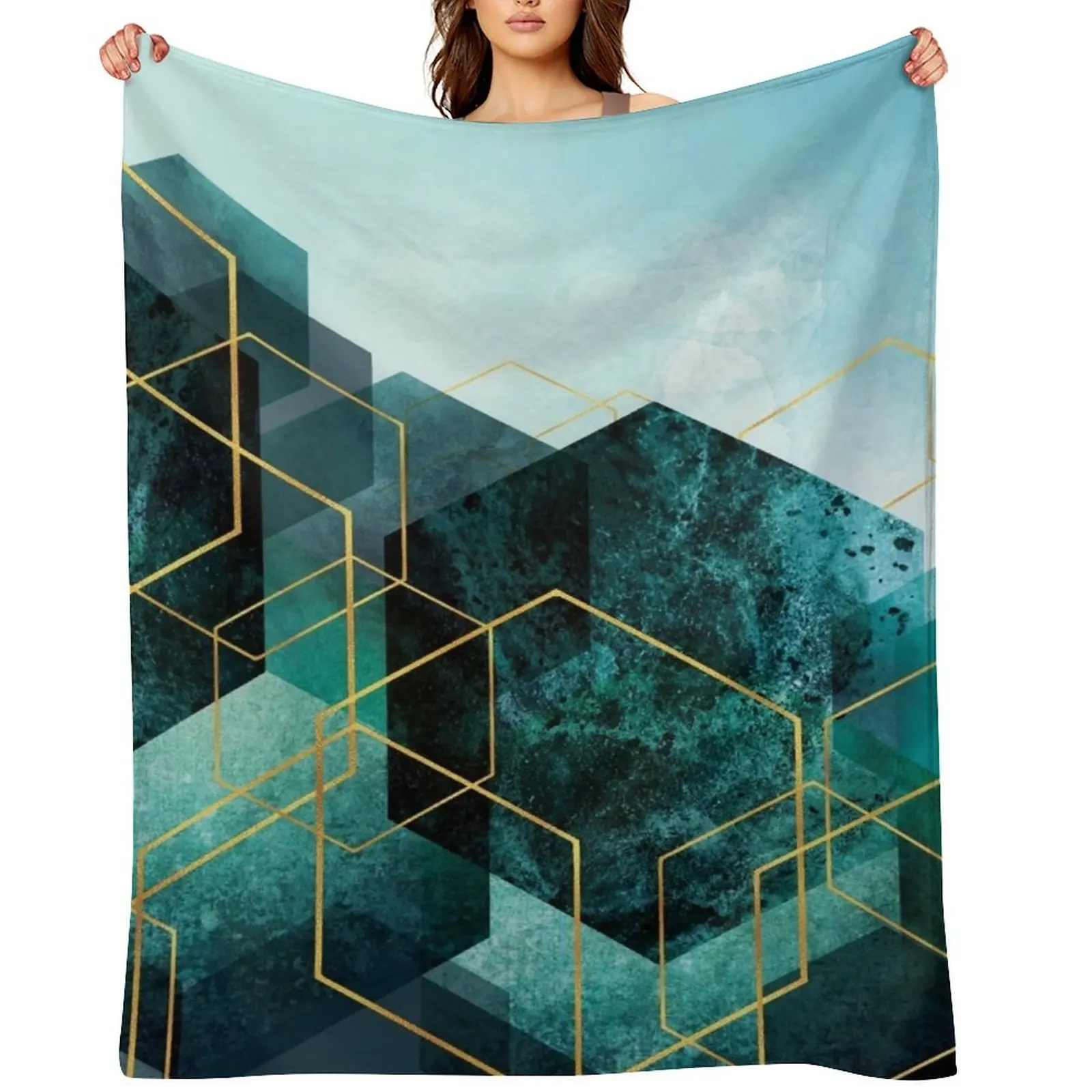 

Teal Horizon Throw Blanket Luxury Brand Decorative Beds Sofa Quilt Soft Blankets