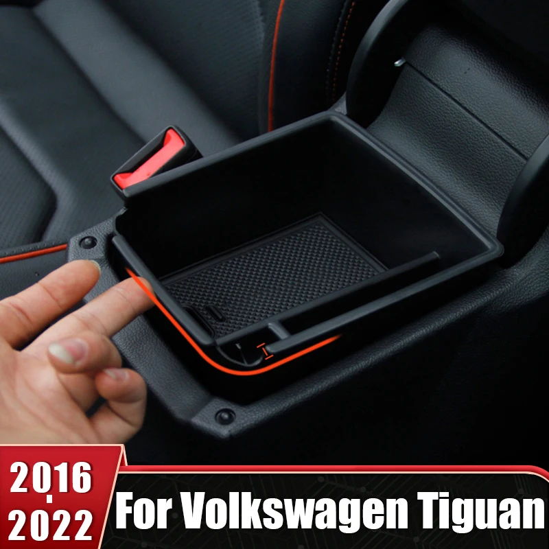 For Volkswagen Tiguan MK2 2016 2017 2018 2019 2020 2021 2022 Car Armrest Center Storage Box Central Control Organizer Tray ABS 