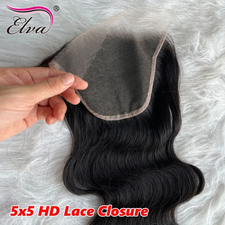 Elva Hair 5x5 9x6 HD Lace Closure Only 13x6 13x4 HD Lace Frontal Closure Invisible HD Lace Melt Skins Human Hair HD Frontal Only