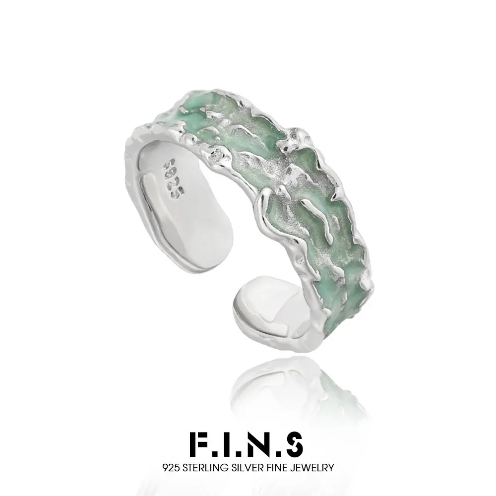 

Кольца F.I.N.S из стерлингового серебра S925 с неровной мятно-зеленой эмалью, текстурированные, с неровным покрытием, для указательного пальца, изысканные ювелирные украшения, подарки