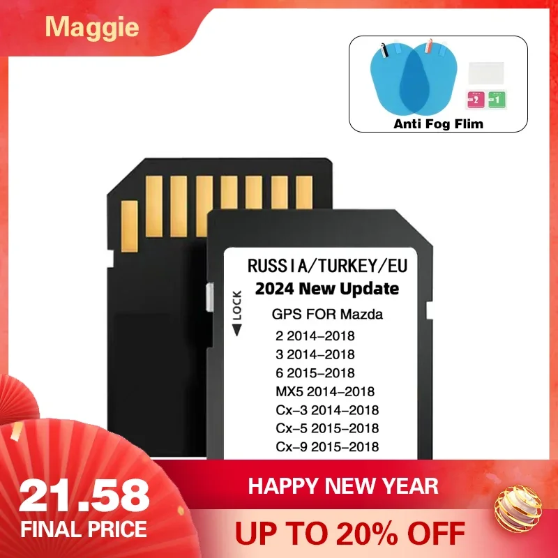 

New 2024 Version Maps EU Russia Turkey Navigation SD Card for Mazda 2/3/6/CX3/CX5/CX9/MX5 Car Sat Navi 16GB GPS Update Maps Data