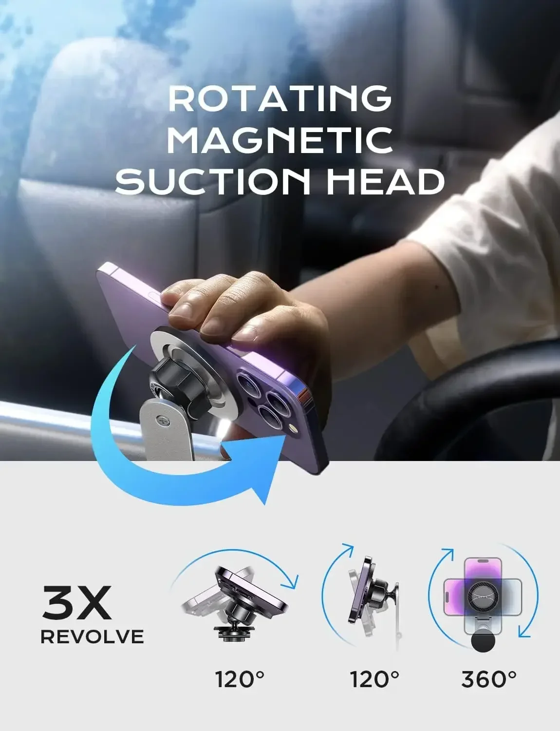 LISEN Tesla Phone Mount Holder, for MagSafe Car Mount [20 Strongest Magnets] for IPhone 15 Pro Max Plus 14 13 12 Mini