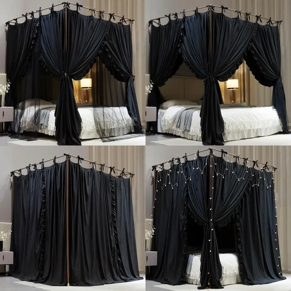 

Princess Style Double Layer Curtain Bed Canopy with Mosquito Net and Cloth for Girls and Adults - Bedroom Decor