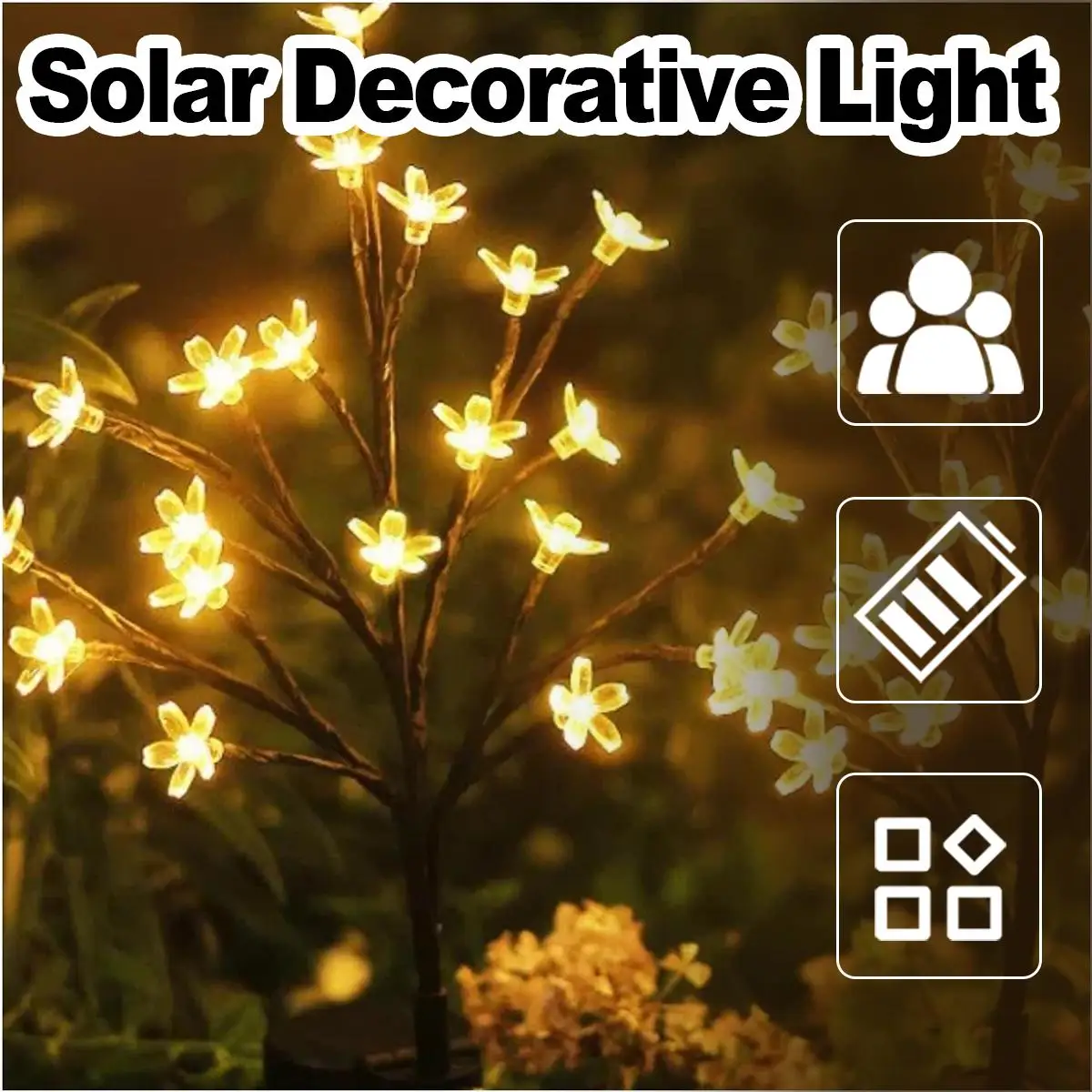

Solar Cherry Blossom Ground Lamp Garden Lights Led Waterproof Light Flower Landscape Outdoor For Outdoor Pathway Lighting Street