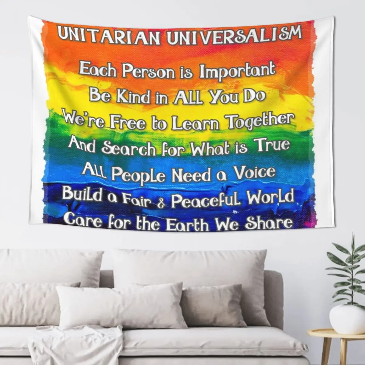 

UU 7 Principles of Unitarian Universalism Tapestry Aesthetics For Room Decorative Wall Murals Wall Decor Hanging Tapestry