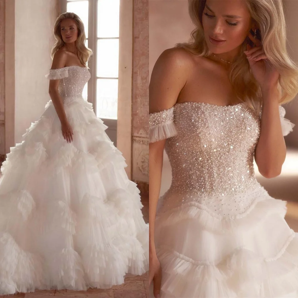 

Customized Delicate White Organza Wedding Dress Temperament Strapless Sleeveless Bridal Party High Quality Vestido De Novia