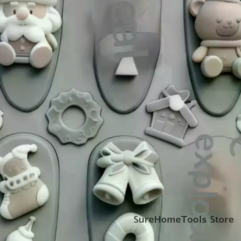 1pc Christmas 3D Transparent Silicone Nail Molds - Santa Claus Bear Snowflake Design, DIY Manicure Decoration Templates