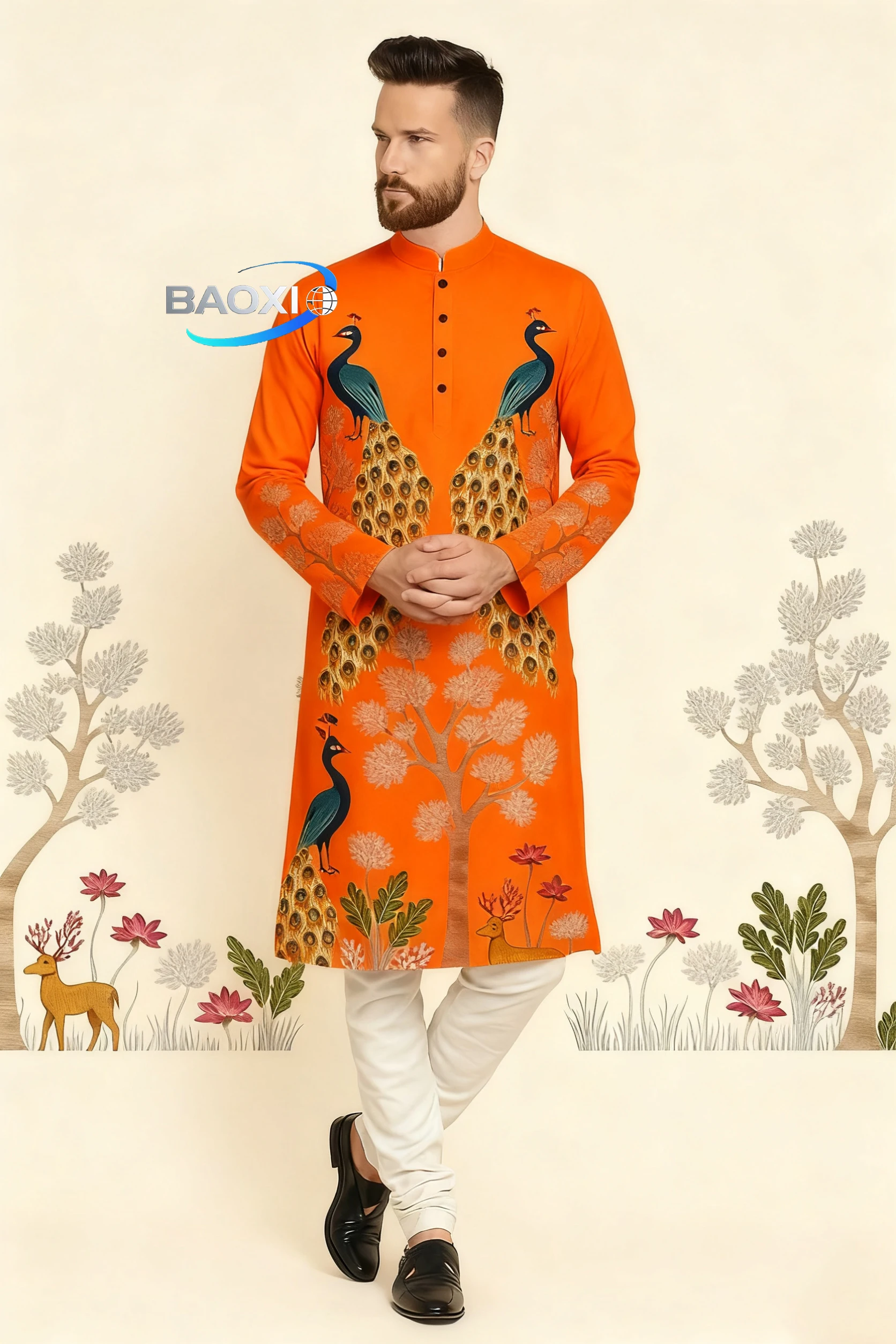 2026 Men's printed pattern kurta vardha fashionable and comfortable fit regular robe suitable for all occasions ethnic clothing