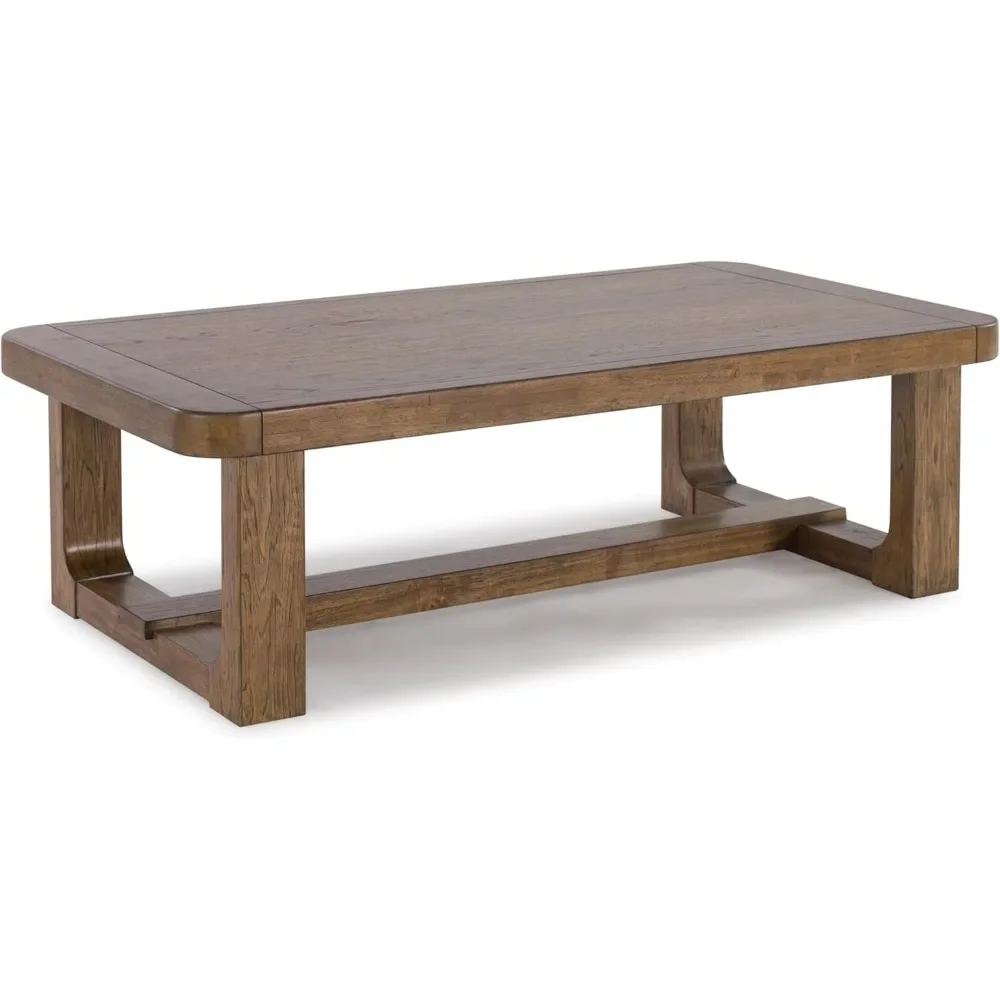 Traditional Farmhouse Coffee Table, Brown coffee table side table