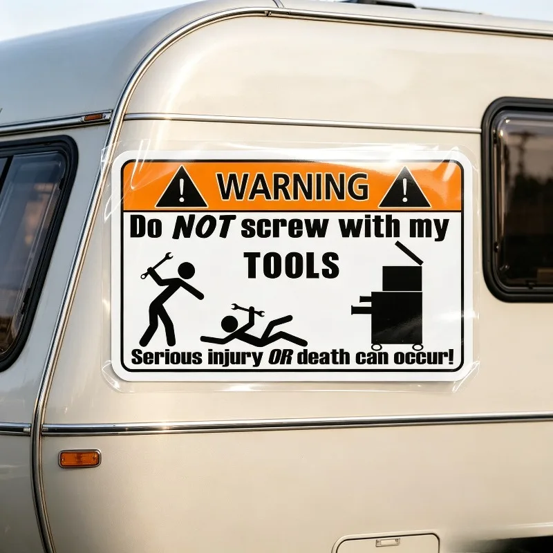 Interesting Tool Warning Decals 15cm Waterproof PVC Stickers for Garage Toolbox Car Store Wall Machinery