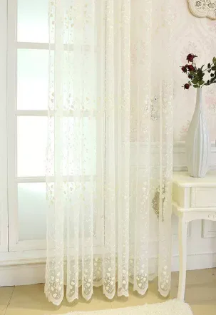 Simple and Sweet Style Clover Embroidered Pastoral Small Fresh Curtains Living Room Bedroom Balcony Blackout Curtains