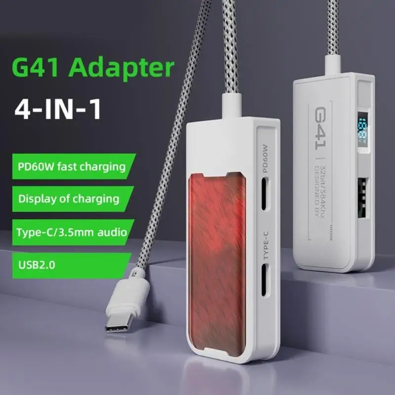 3/4 In 1 Charging Adapter Type C To 3.5mm For 60W Power Delivery Music Listening Data Transfer Fast Charging Expansion F19E