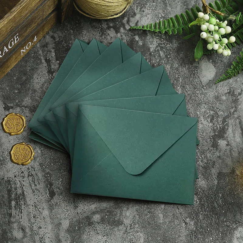 10pcs/lot Green Envelope High-grade 250g Paper Small Business Supplies Stationery Envelopes for Wedding Invitations Postcards