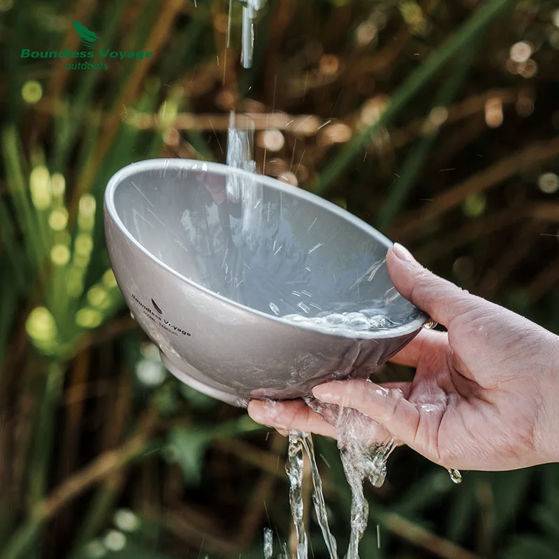 

Двухслойная термостойкая миска для риса из чистого титана, сверхлегкая, портативная, полезная для здоровья, посуда для пикника и кемпинга на открытом воздухе, A1409