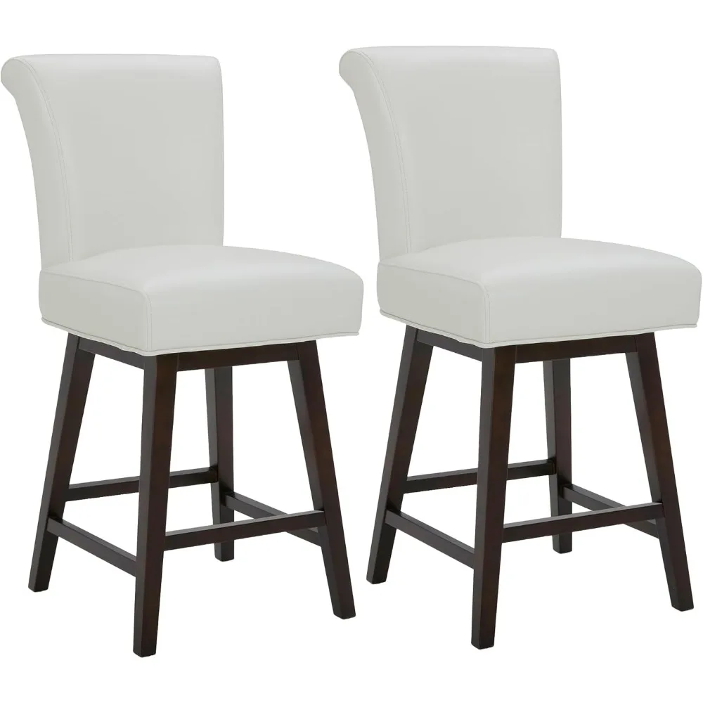 26 Inch Counter Height Swivel Bar Stools Set of 2, FSC Certified Modern Upholstered Faux Leather Swivel Barstool Chair