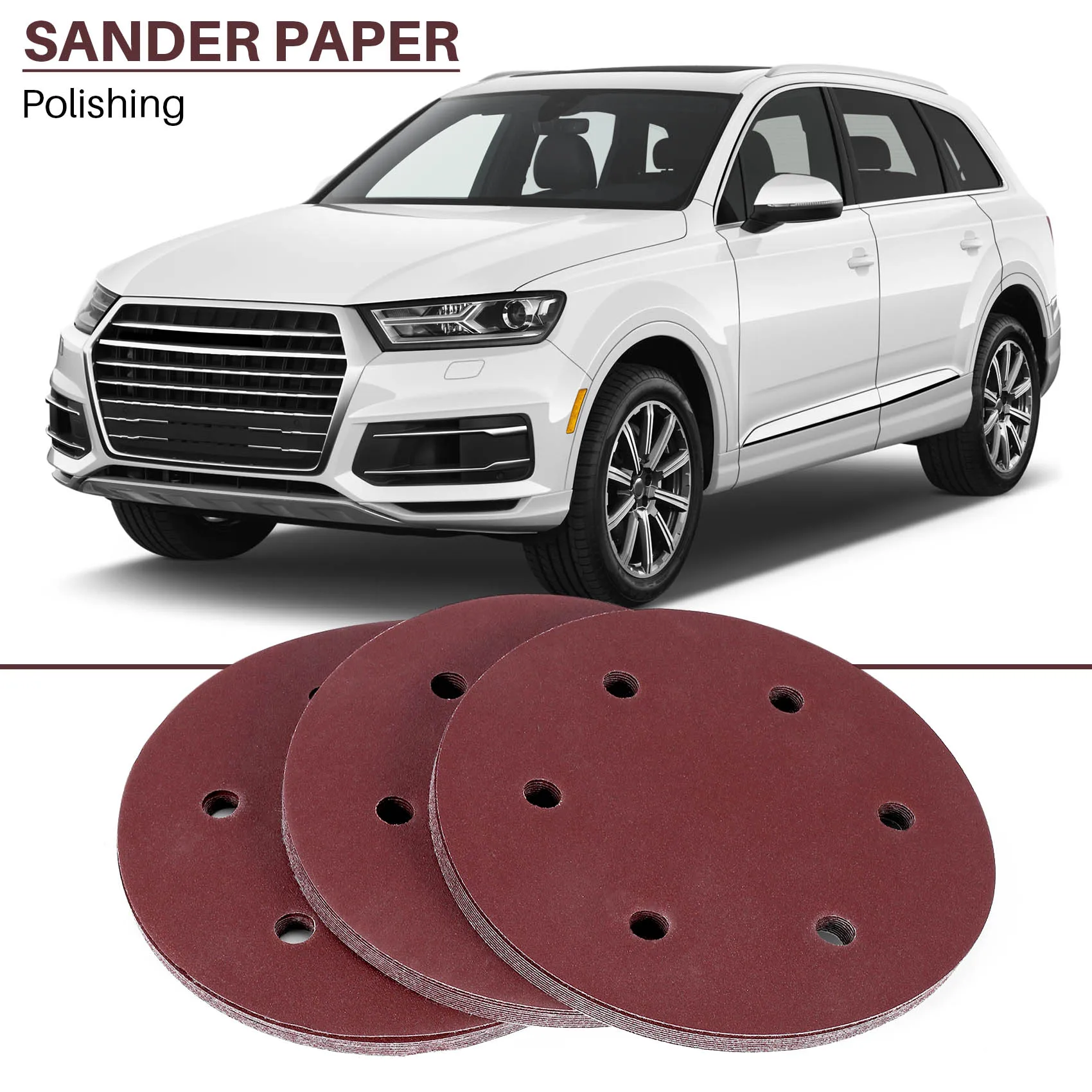 Professional 30Pcs 225Mm Sanding Discs 120 Grit Hook And Loop Sand Paper Pad 6 Holes Sandpaper For Long Neck Sander Drywall Sand