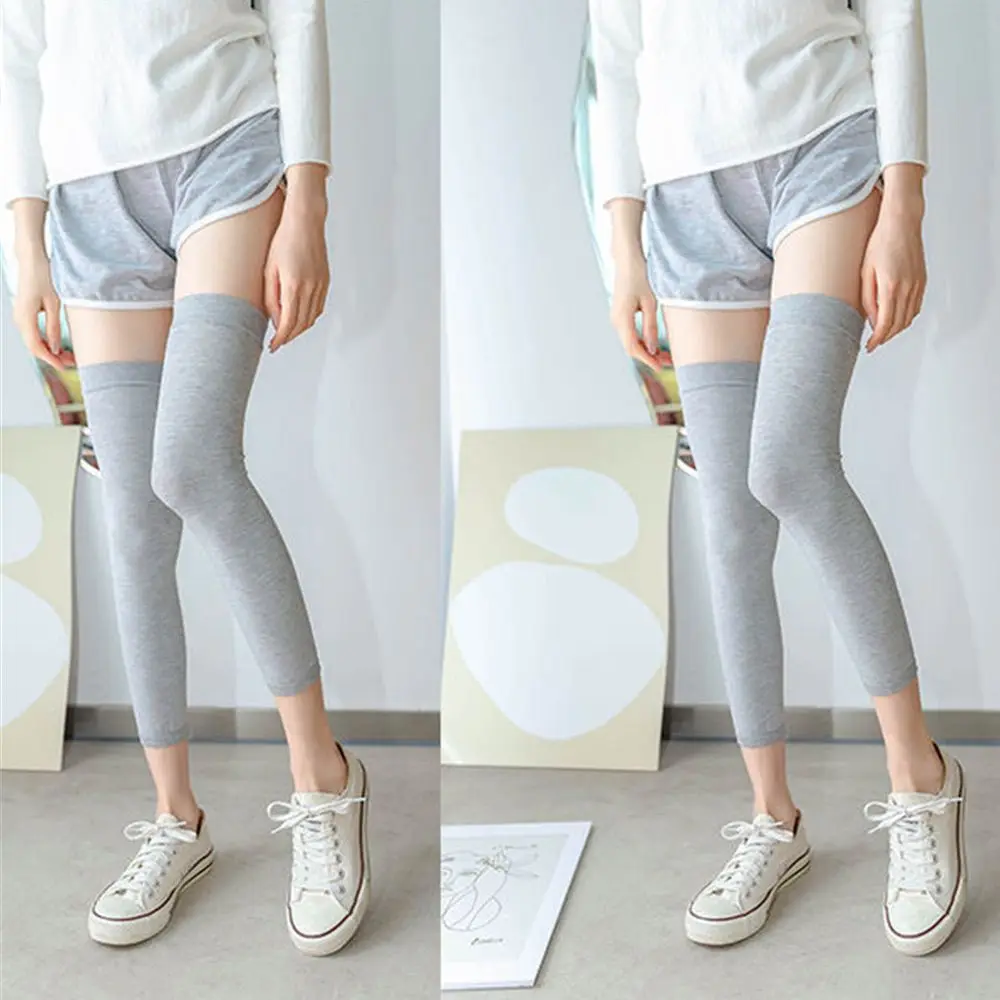 1 Paar Baumwoll-Kniebandagen, bequem, atmungsaktiv, für Sport und Fitness, elastische Beinabdeckung, Schutz, Wärmer, lange Socken – Detail 8