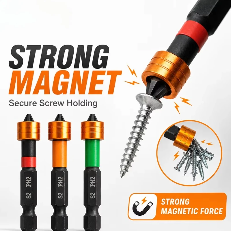 1/2/3pcs Magnetic Screwdriver Bit Setter PH2 50mm Positioning Bit for Drywall Plasterboard Screw Installation