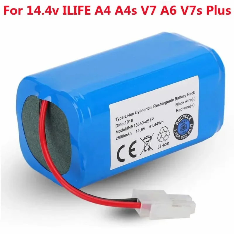 

NEW 14.8V 2600mah 3500mah Lithium Battery For 14.4v ILIFE A4 A4s V7 A6 V7s Plus Robot Vacuum Cleaner ILife 4S1P Full Capacity