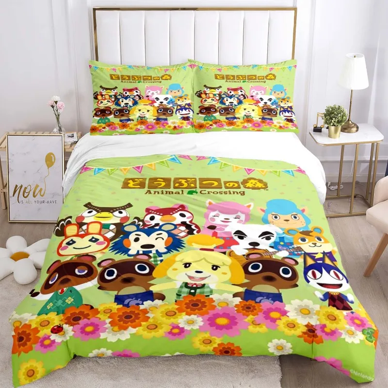 A/nimal C-rossing Logo Cover Sets Printed Bedding Set Double Queen King Size 2/3pcs,boys and Girls Brithday Gift