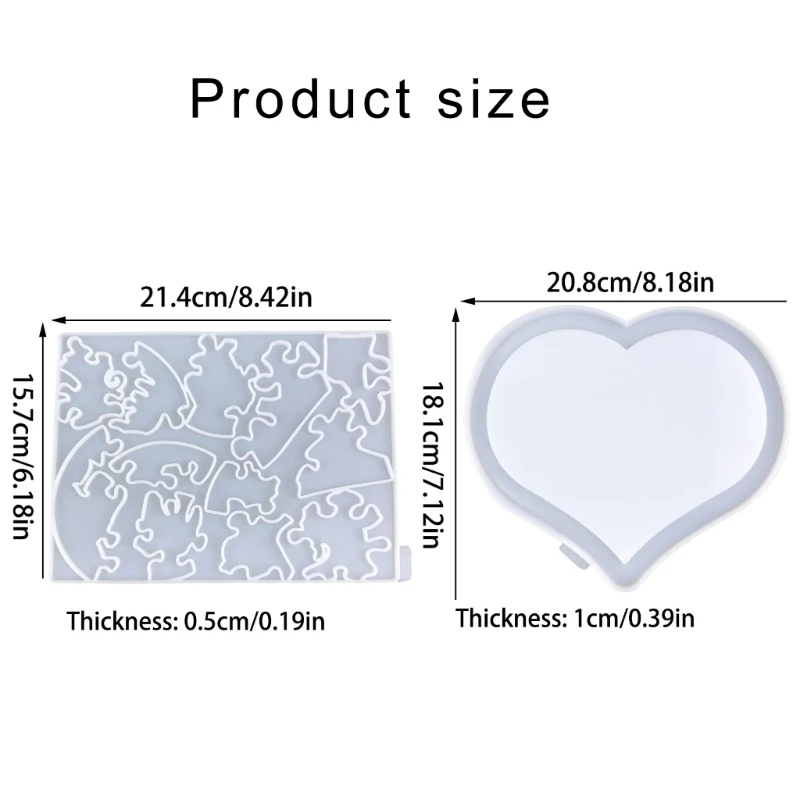2 ชิ้นซิลิโคนหัวใจแม่พิมพ์ปริศนาเครื่องประดับหัตถกรรมชุดแม่พิมพ์สำหรับผู้ที่ชื่นชอบ R3MC