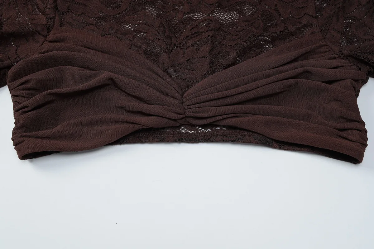 Elegante 2-teilige Set Kleider Frauen Langarm Spitze Tops und schlanke Miniröcke Sexy Club weibliche Streetwear passender Anzug