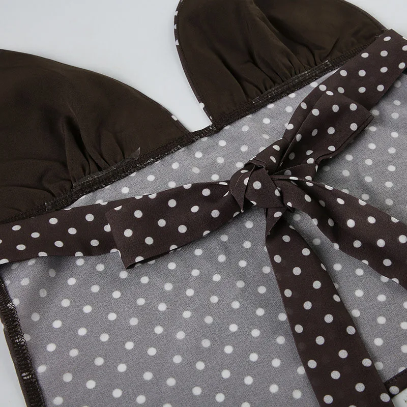 Sommer Y2K Damen Polka Dot Print ärmellose Weste Vintage Camisole mit Spaghettiträger Schal Streetwear Top – Detail 12