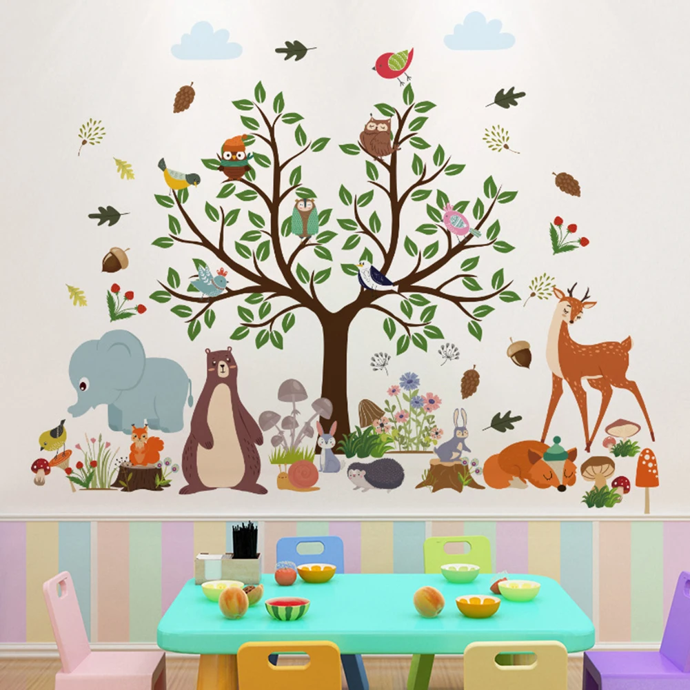 

As Shown In The Picture Cartoon Jungle Animal Wall Sticker Vibrant Design Playful Design Premium Vinyl Material