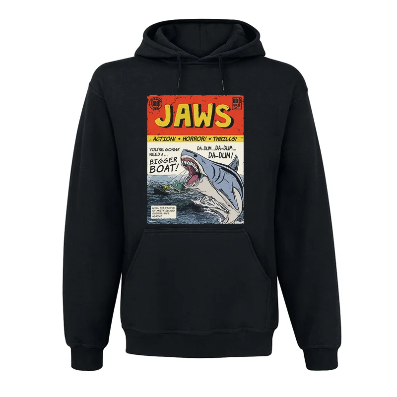 Vintage Jaws essen White Ark Movie Long Sve Loose Hoodie Sweatshirt Jugend Faion Herbst Winter Casual Print Kein Bügeln
