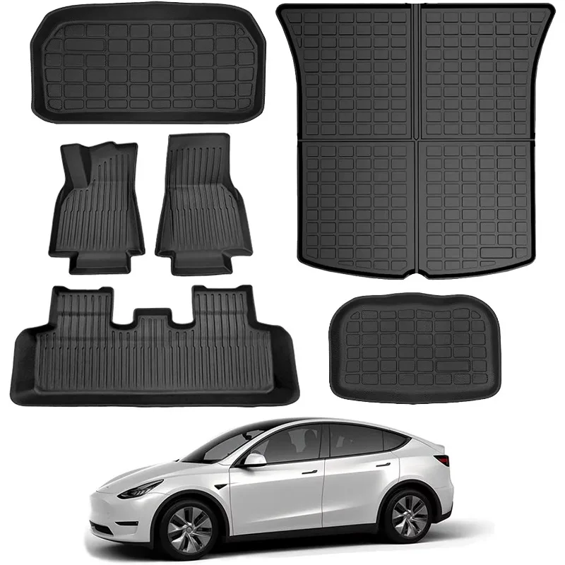 

All Weather Floor Mat 6pcs Front Rear Cargo Liner Mat Waterproof Anti-Slip Floor Mat Custom Fit for Model Y