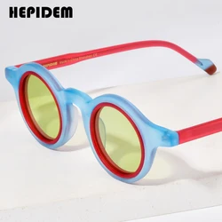 HEPIDEM occhiali da sole polarizzati in acetato opaco da uomo 2023 Design a doppio anello occhiali da sole rotondi piccoli retrò UV400 occhiali da sole da donna H9267T