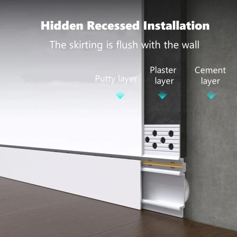 1M Invisible ultra-thin Embedded LED Skirting Line Aluminum Profile Borderless Baseboard Floor Stair Step Decor Bar Strip Light