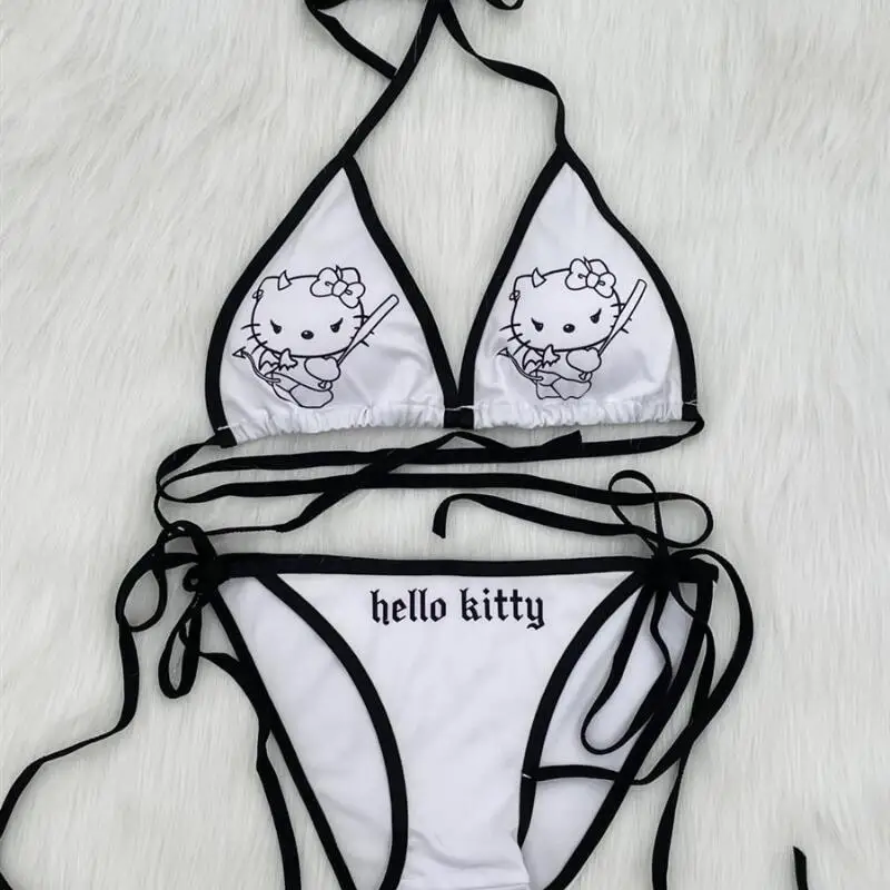 

Japanese Cute Kitten Women's Split Bikini Y2K Girl 2Pcs Summer Beach Seaside Fashion Breathe Comfort Quick Drying Soft Swimsuit