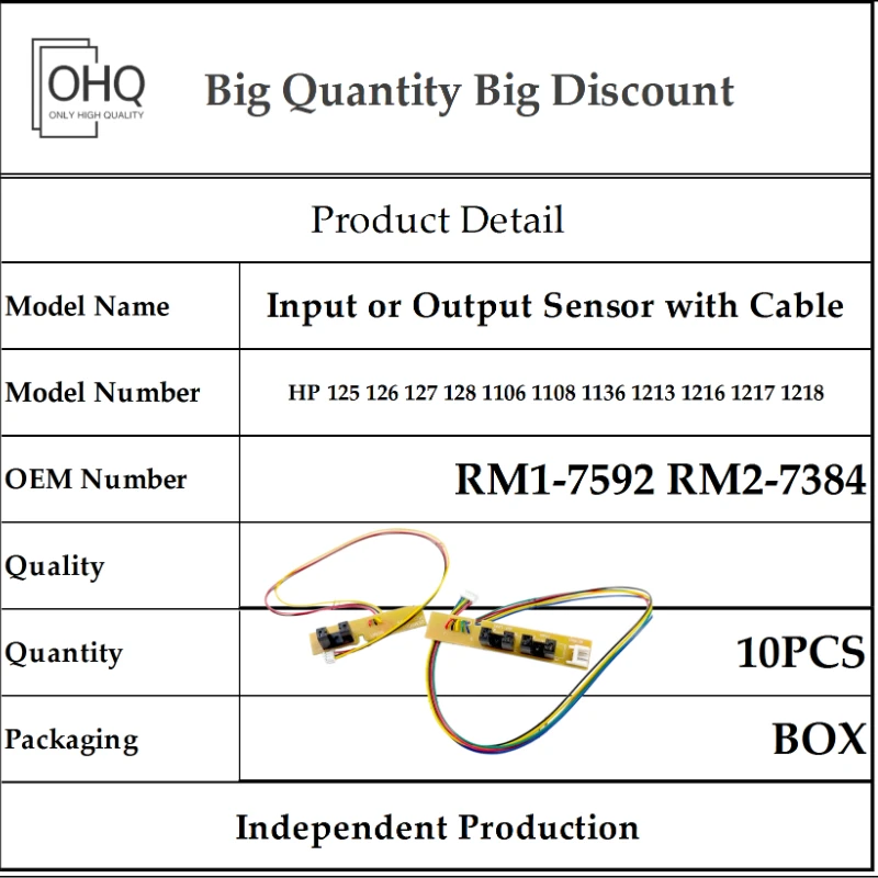 RM1-7592 RM2-7384 10X Input or Output Sensor with Cable for HP 125 126 127 128 1106 1108 1136 1213 1216 1217 1218 Printer Parts