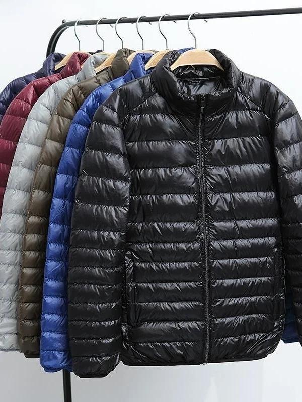 

Lightweight ort down Jaet Men's Hooded Stand Collar plus Size Coat Autumn Winter Cotton Clothes Slim Fit Basic Sle