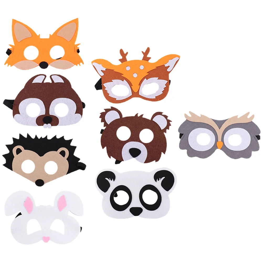 8 pçs máscara de feltro animal máscaras realistas engraçado novidade roupas dos desenhos animados para cosplay decorativo