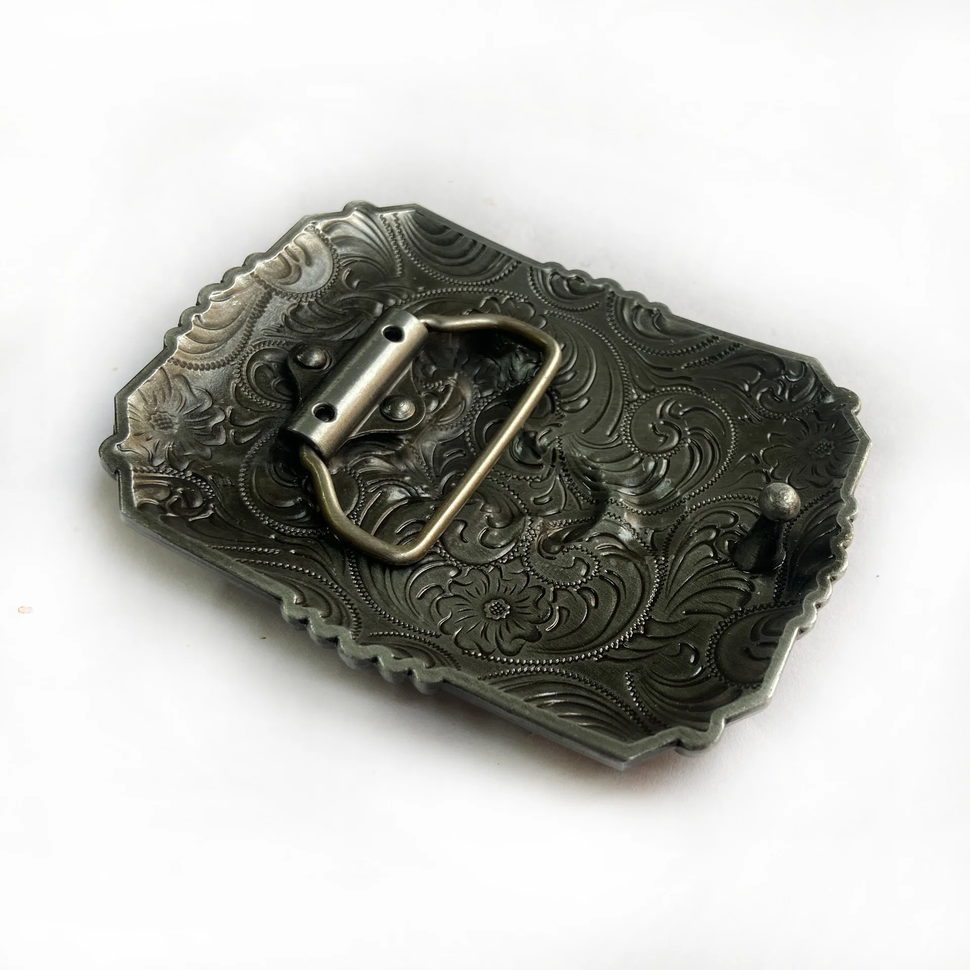 Vintage 3D Running Horse Belt Buckle Antique Silver Western Cowboy Rodeo Floral Engraved Metal BuckleWaist Belt Accessories Gift