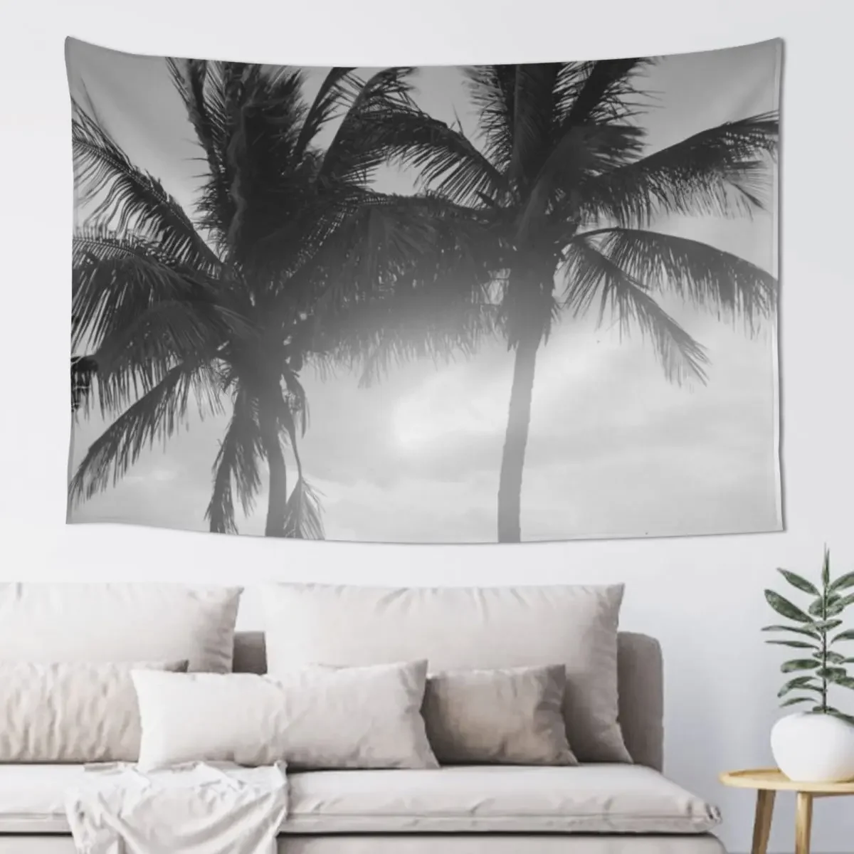 

Black & White Palm Trees in The Sunset Photograph Tapestry Home Decorations Aesthetic Room Aesthetic Decor Tapestry