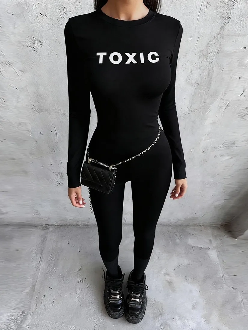 

Sexy Printed Tight Jumpsuit round Ne Mid-Year Women's Faionable plus Size Long Sve Thiened European Sle Leather Coat