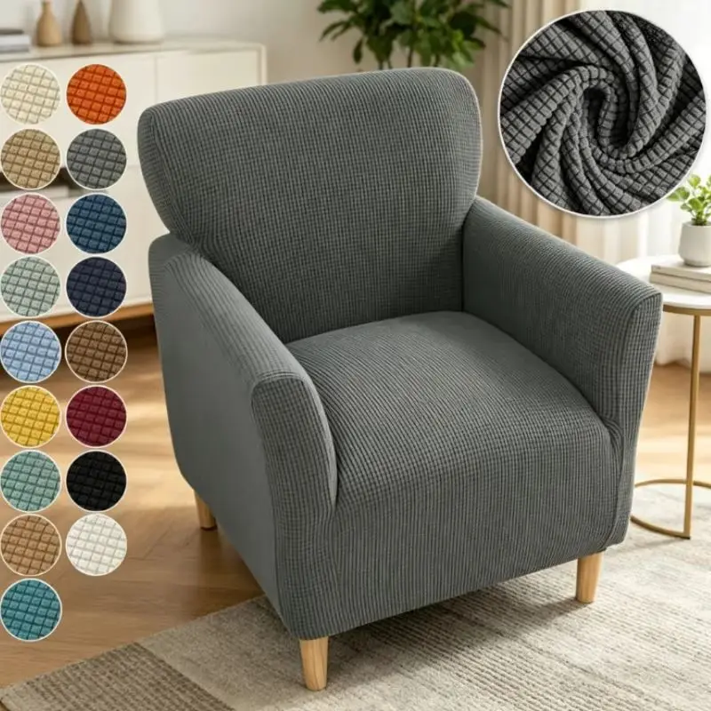 Elastic Single Couch Covers for Study Bar Counter Polar Fleece Tub Chair Cover Stretch Spandex Club Sofa Armchair Slipcovers