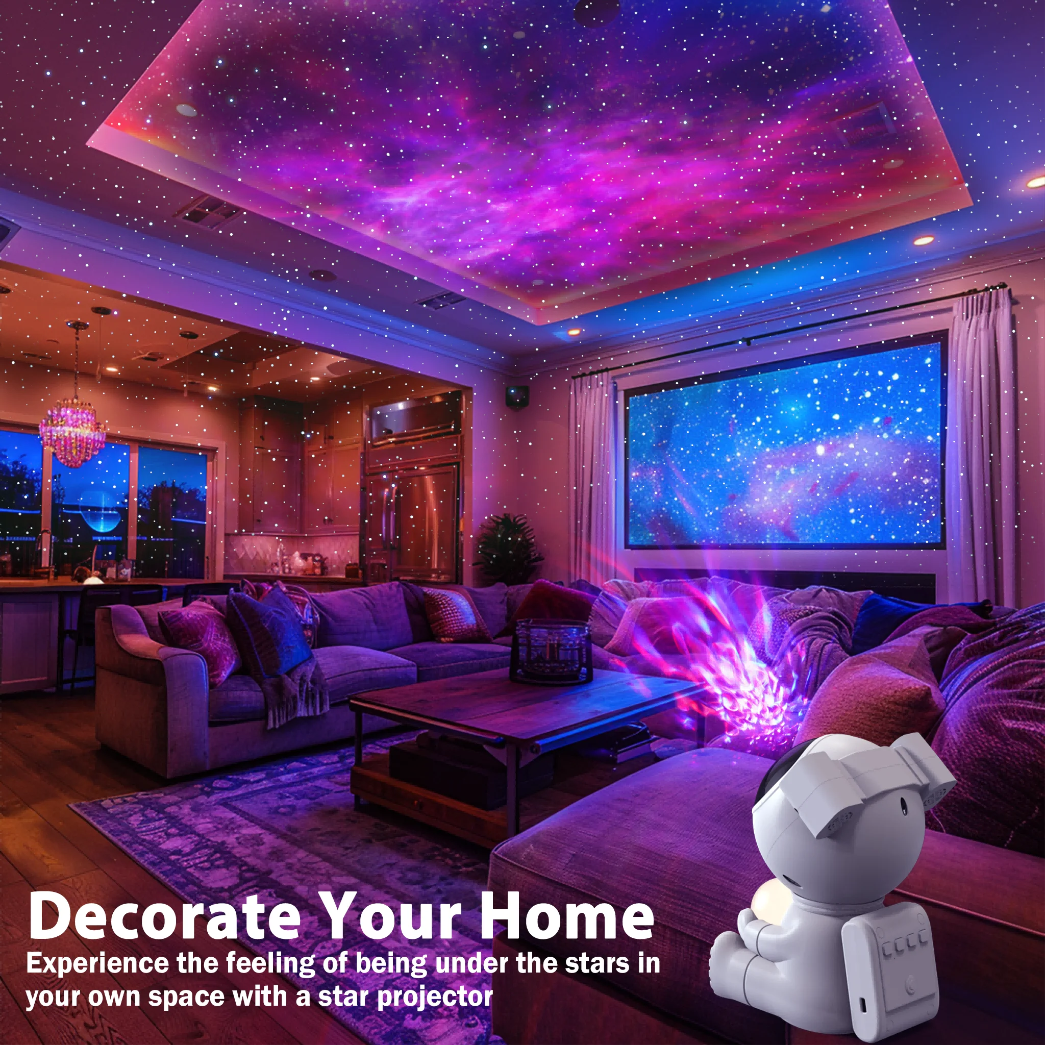 Astronaut Galaxy Projector, Star Projector with Timer and Remote, Galaxy Projector with Moon Lamp, LED Nebula Night Light for Ki