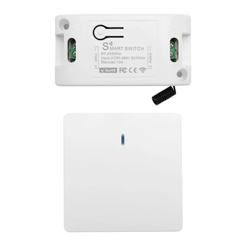 [NEWA08R】 Wireless Smart Light Switch RF 433Mhz Lighting Control Intelligent Switch AC 90-250V 10A Module( 1 W And 1 C)