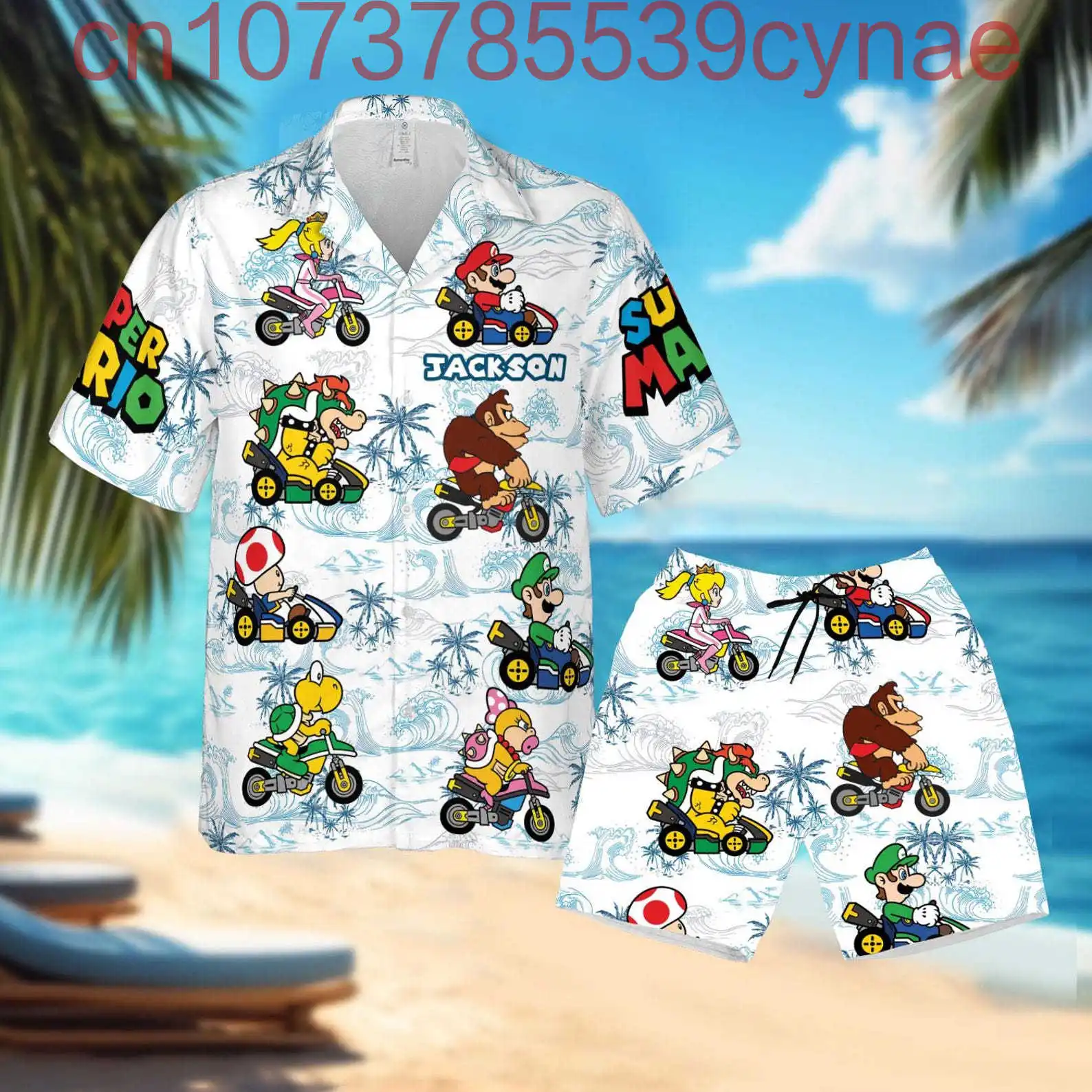 

Custom Super Mario Hawaiian Shirt Set of 2 Vintage Button Up Shirt Shorts Casual Set Summer Disney Hawaiian Shirt Set