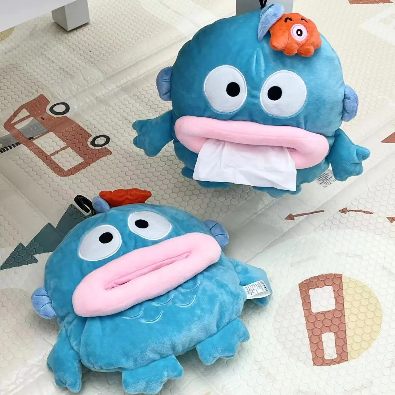 Sanrio Hangyodon Tissue Cover Ugly Fish Stuffed Anime Plush Hangyodon Car Tissue Boxes Backseat Home Decor Plush Holder Cover