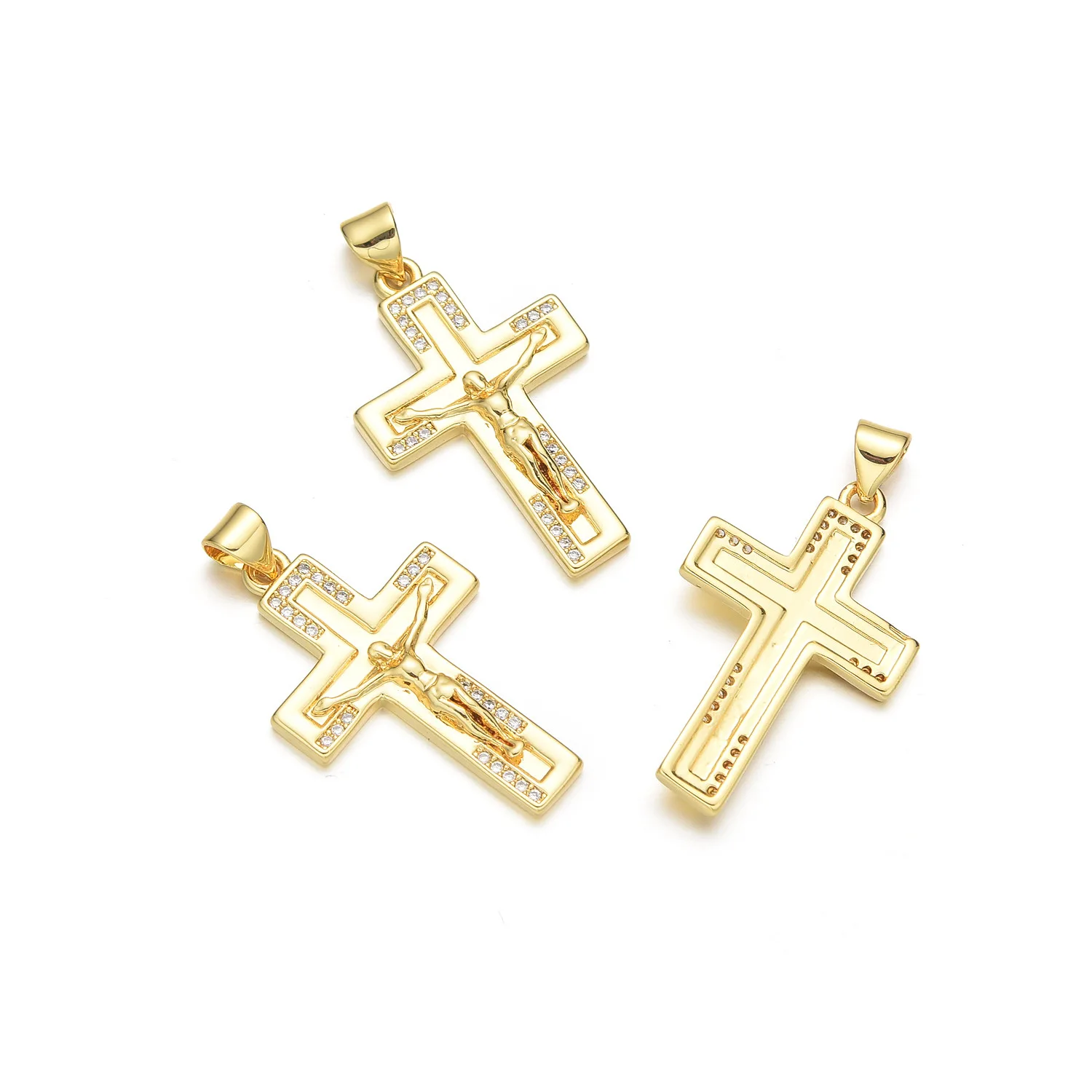 5pcs European and American Virgin Zircon Cross Pendant Accessories DIY Bracelet Necklace Jewelry Production Material Wholesale