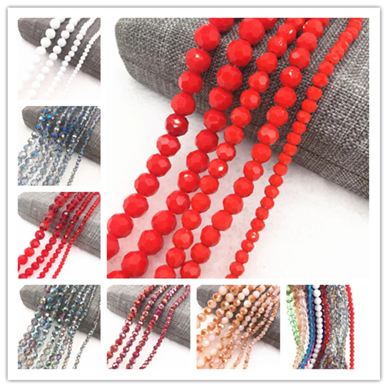 4/6/8/10mm 32 Faceted Austria Transparent Faceted Crystal Ball Beads Spacer Beads for Necklace and DIY Bracelet Making #05